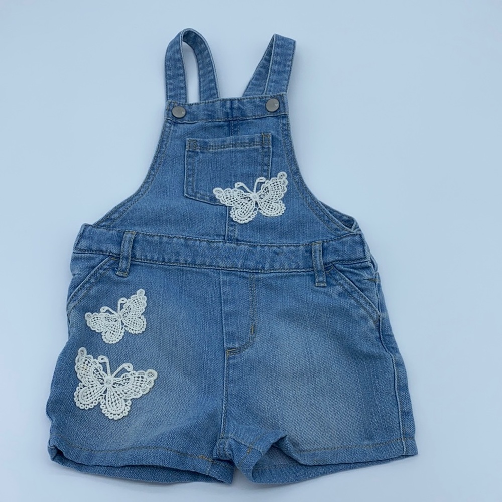 NWOT Girl Cute Sweet Butter fly Short Denim Overalls Size 3
